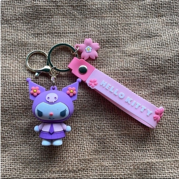 SANRIO KUROMI Hello kitty Charm Keychain Purple Kawaii Licensed Japan Import - Picture 1 of 9